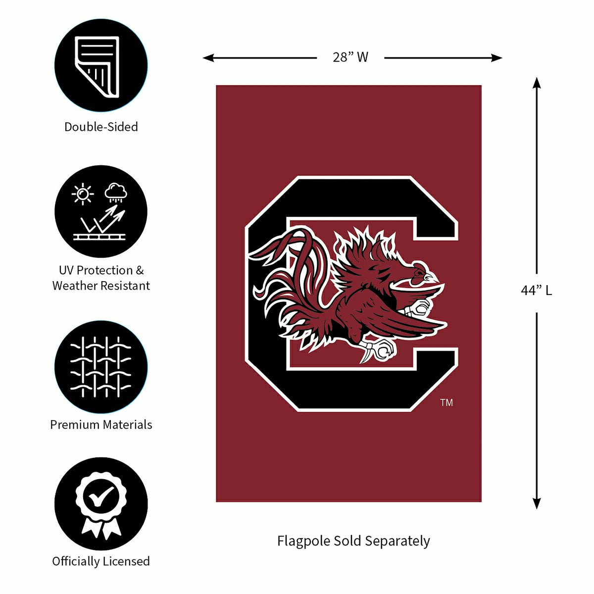 University of South Carolina Applique House Flag, Collegiate, Home