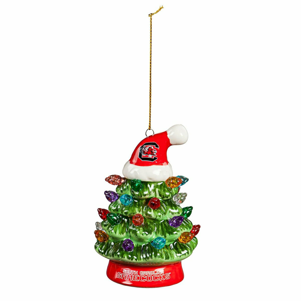 4" LED Ceramic Christmas Tree Ornament with Team Santa Hat, University, Collegiate, Home