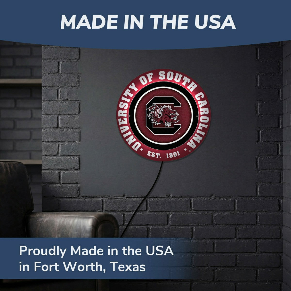 University of South Carolina, Metal Lite, Round, Collegiate