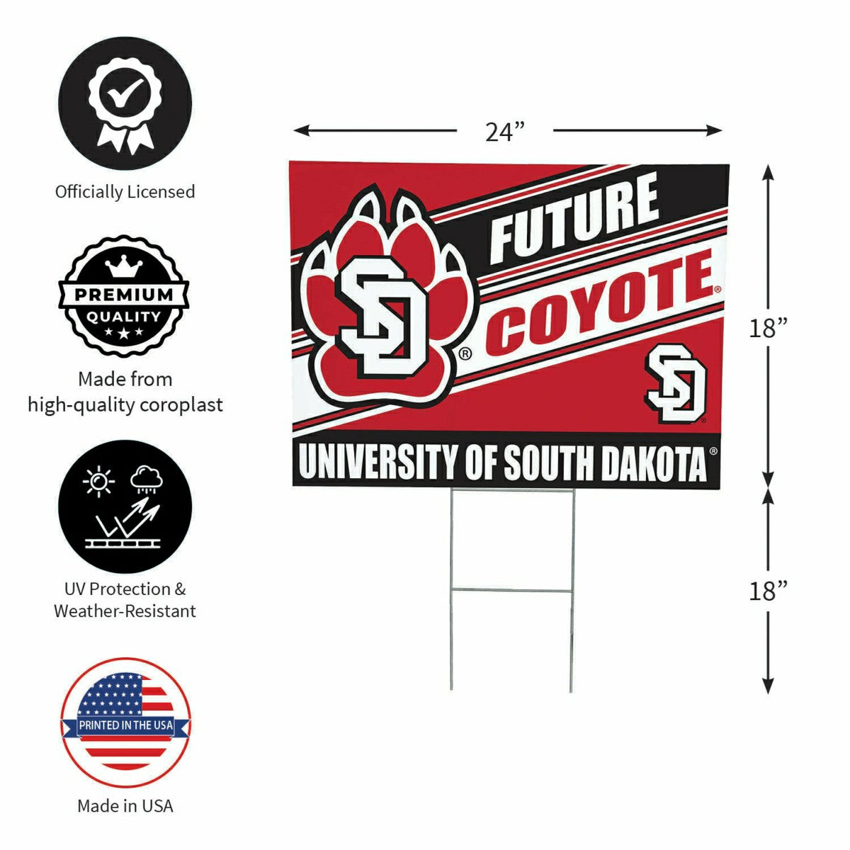 University of South Dakota Coroplast Yard Sign, Future Student, Collegiate, Home