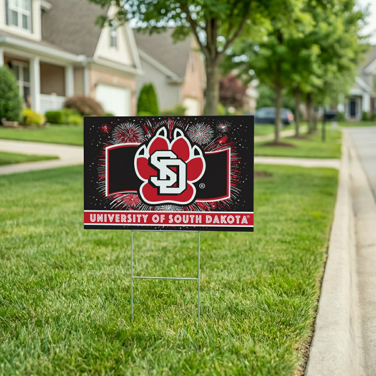 University of South Dakota Yard Sign, Patriotic, Collegiate, Home