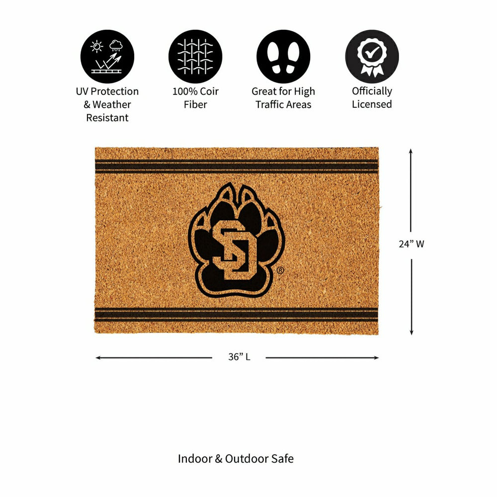 University of South Dakota Large One Color Coir Mat, 36"x24", Collegiate
