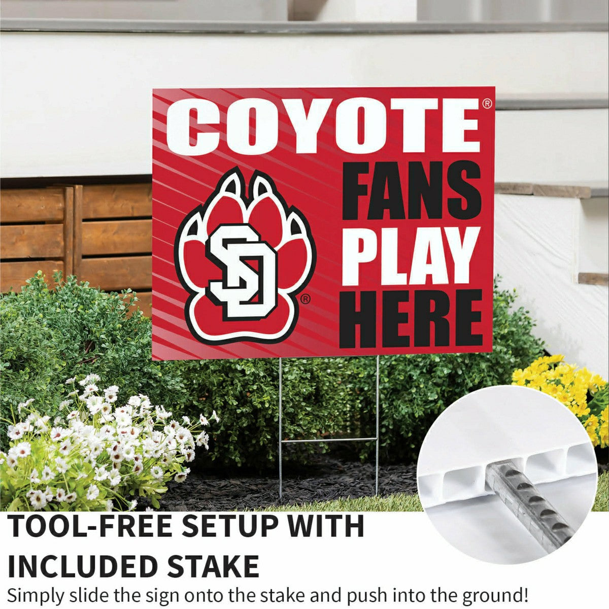 University of South Dakota Coroplast Yard Sign "Fans Play Here", Collegiate, Home