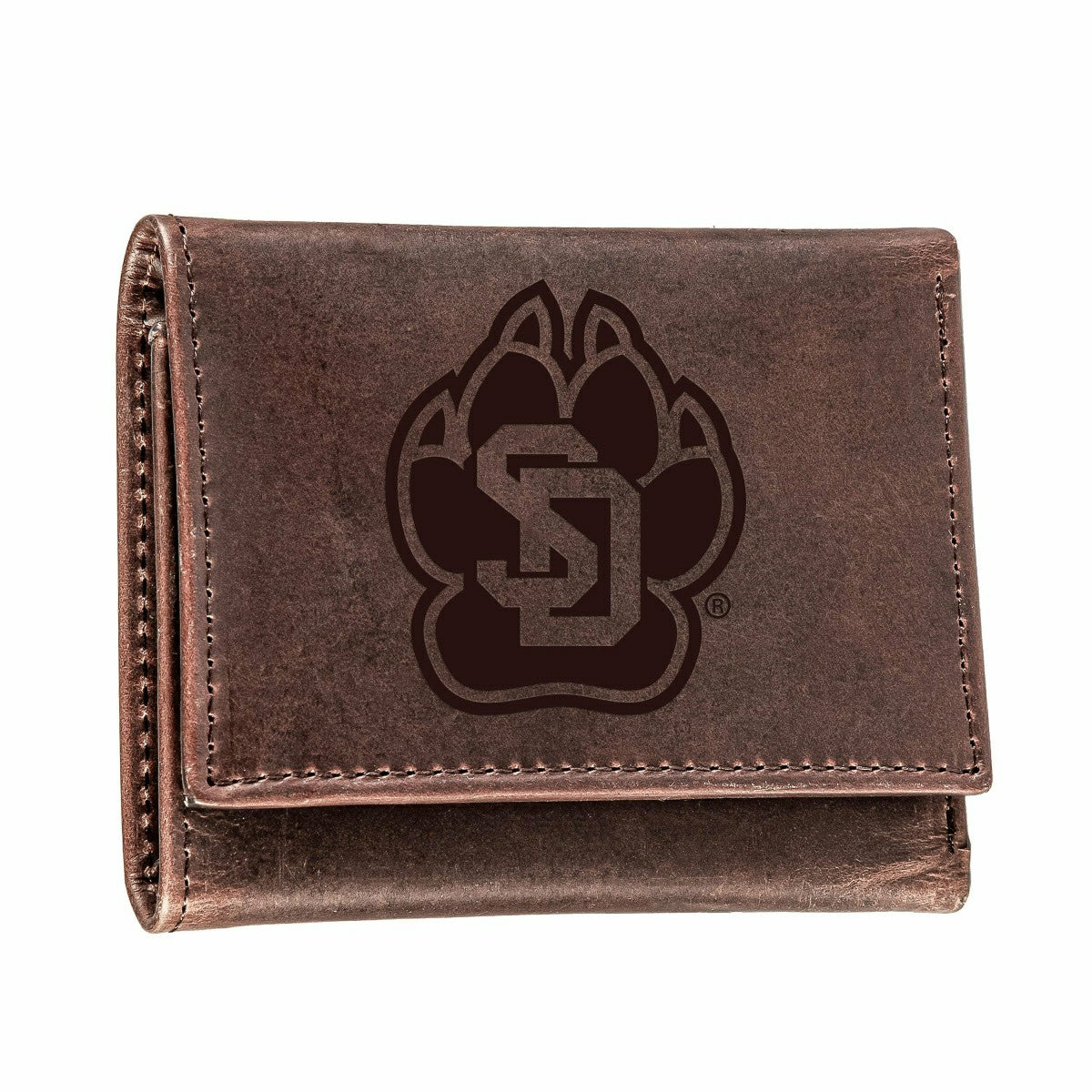 University of South Dakota, Tri-Fold Wallet, Brown, CH, 100% Genuine L, Collegiate, Home