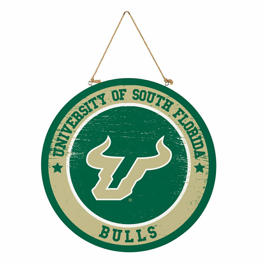 University of South Florida Round Door Décor with Hanging Rope, 18x18, Collegiate, Home