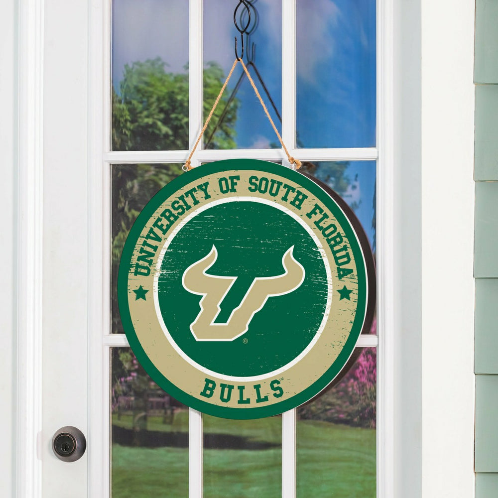 University of South Florida Round Door Décor with Hanging Rope, 18x18, Collegiate, Home