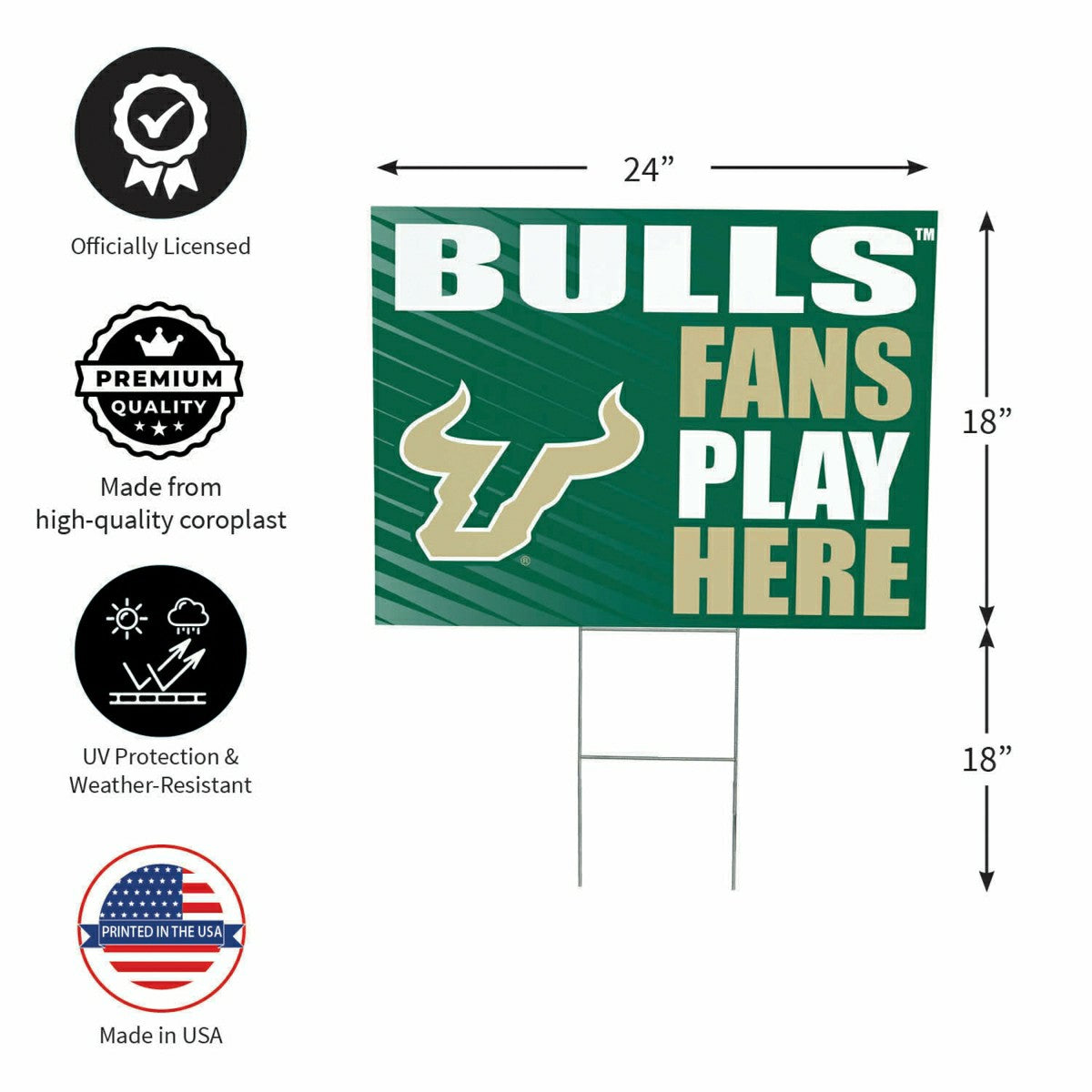 University of South Florida Coroplast Yard Sign "Fans Play Here", Collegiate, Home