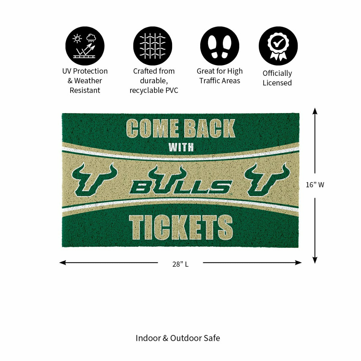 28" x 16" PVC Trapper Mat, Come Back with Tickets, University of South, Collegiate