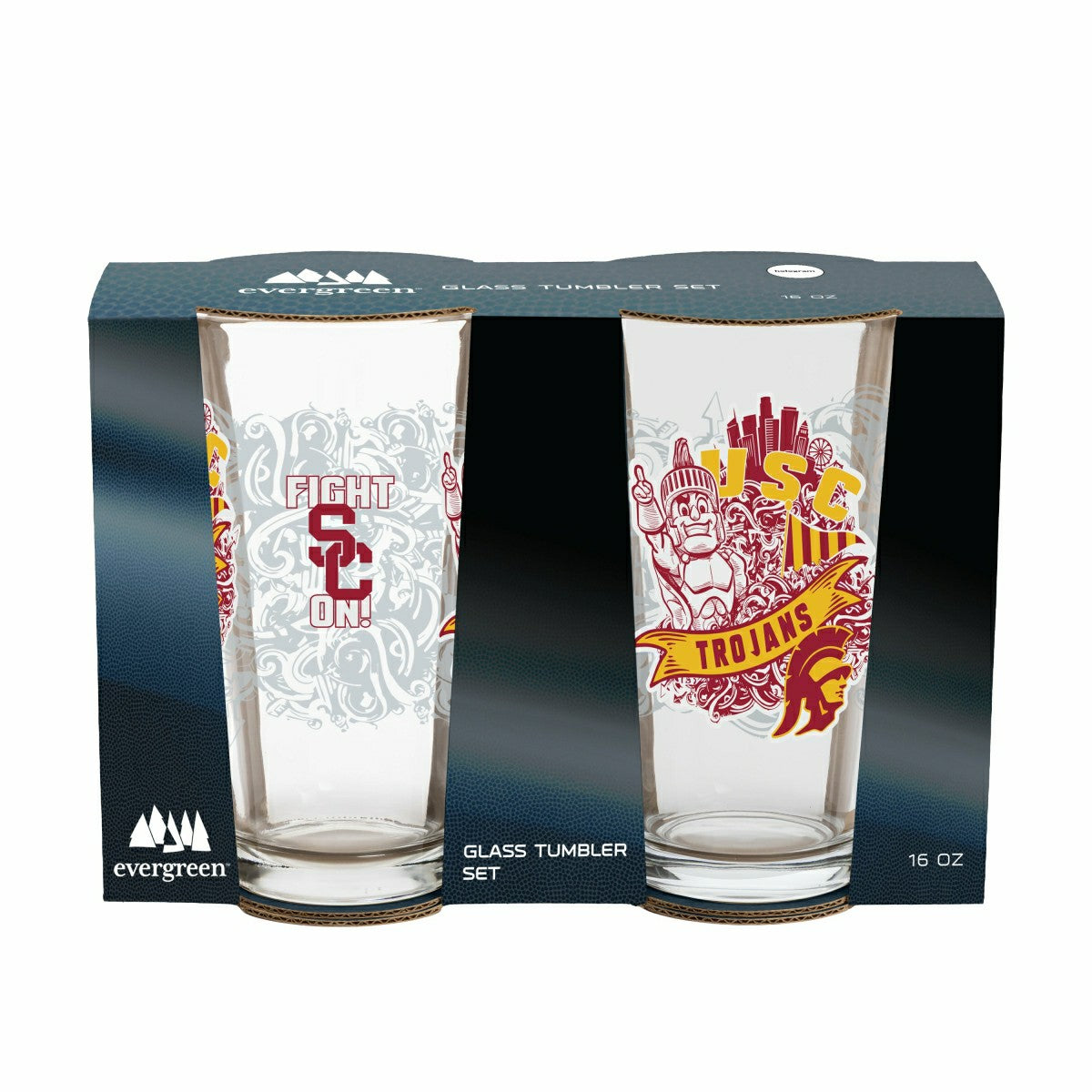 University of Southern California 16oz Glass pint, Set of 2, Collegiate, Home