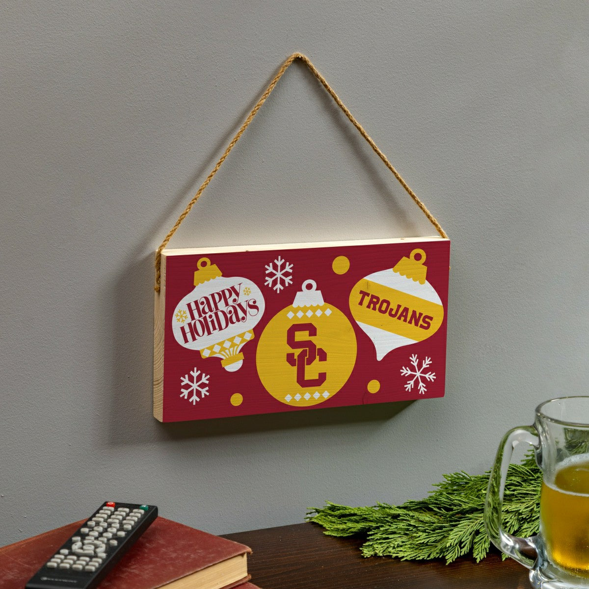 University of Southern California Holiday Wood Wall Sign, 6x11, Collegiate, Home