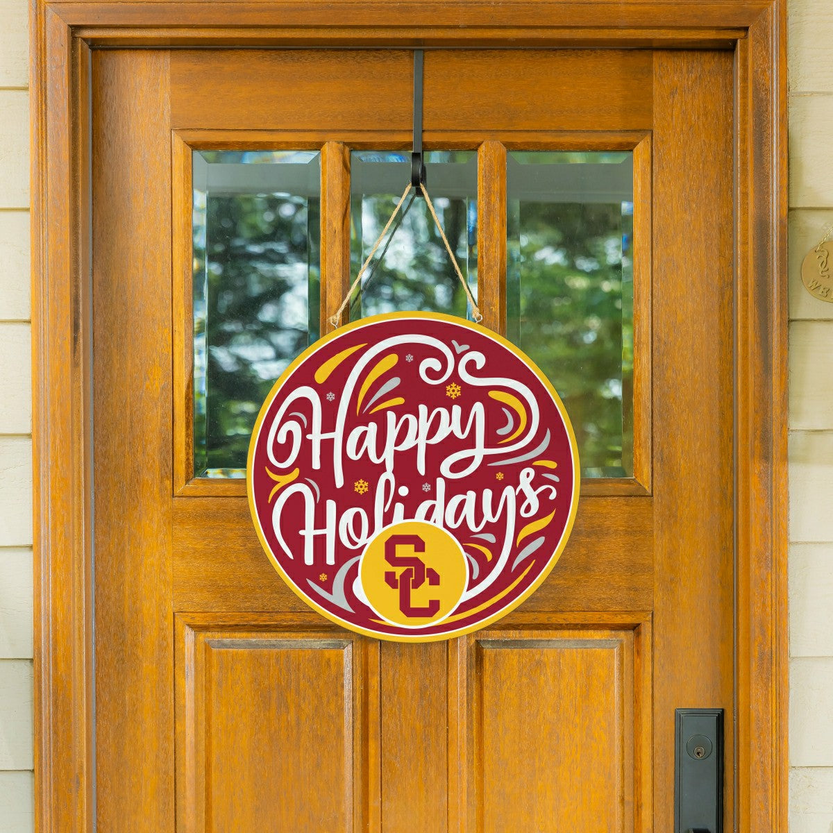 University of Southern California Holiday Round Door Décor with Hangin, Collegiate, Home
