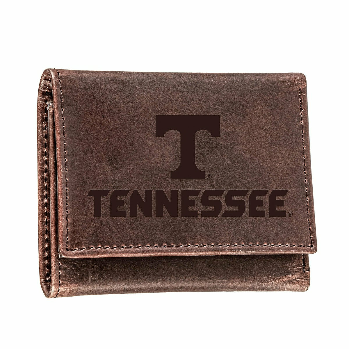University of Tennessee, Tri-Fold Wallet, Brown, CH, 100% Genuine Leat, Collegiate, Home