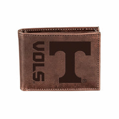 University of Tennessee, Bi-Fold Wallet, Brown, CH, 100% Genuine Leath, Collegiate, Home