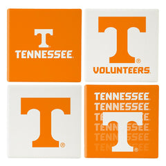 University of Tennessee Ceramic Coasters Set, 4pcs with Wood Caddy, Collegiate, Home