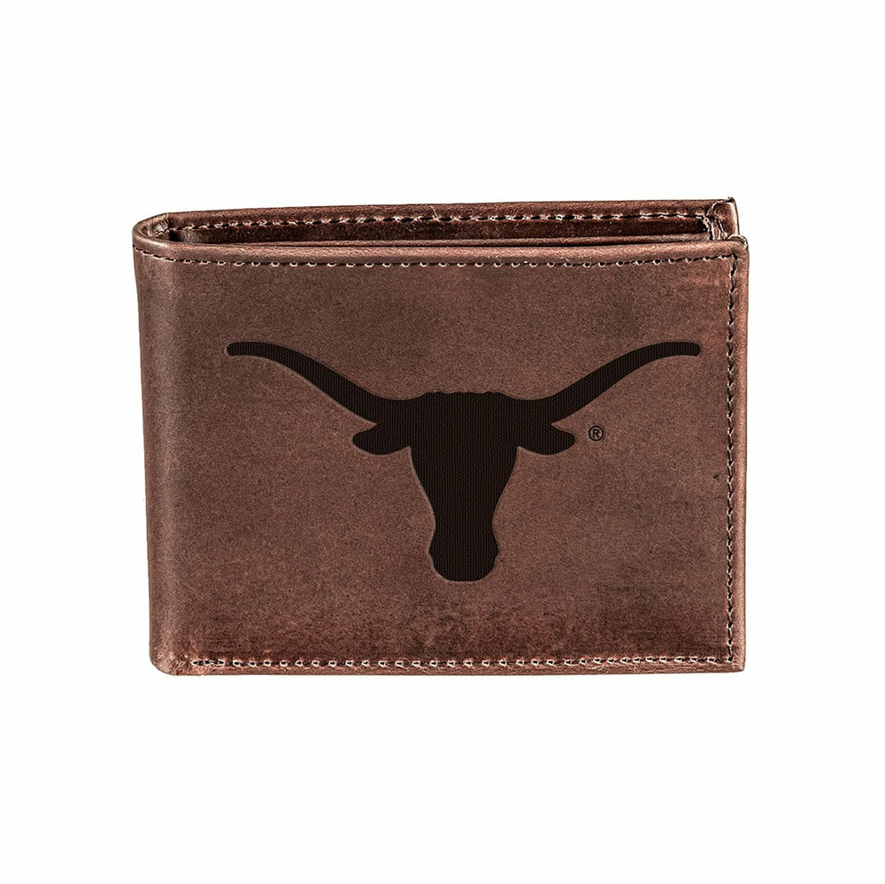 University of Texas, Bi-Fold Wallet, Brown, CH, 100% Genuine Leather, Collegiate, Home