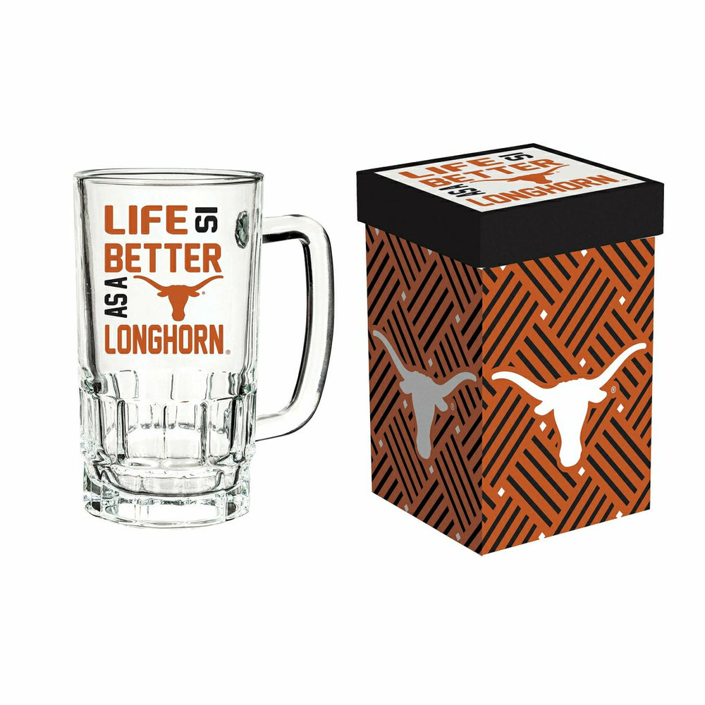 Glass Tankard Cup, with Gift Box, University of Texas, Collegiate, Home