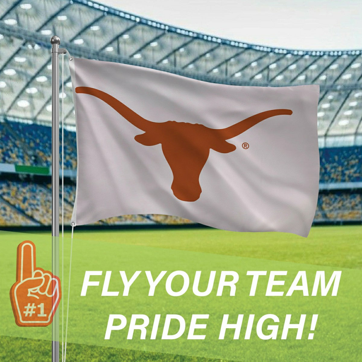 University of Texas Single Sided Flag w/ 2 Grommets, 3'x5', Collegiate, Home