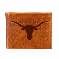 University of Texas, Embossed 100% Genuine Tumbled Leather Passcase Bi, Collegiate, Home