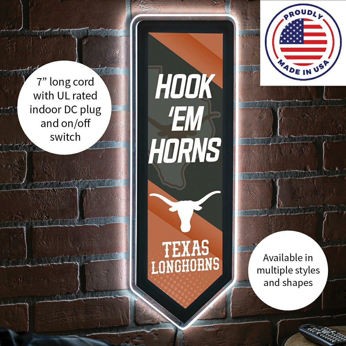LED Wall Decor, Pennant, University of Texas, Collegiate, Home