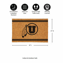 University of Utah Large One Color Coir Mat, 36"x24", Collegiate