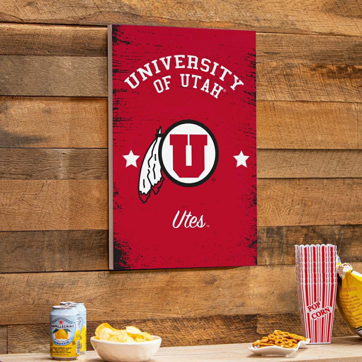 University of Utah Wood Wall Sign, 16x24, Collegiate, Home