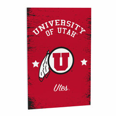 University of Utah Wood Wall Sign, 16x24, Collegiate, Home