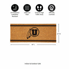 University of Utah Extra Large One Color Coir Mat, 60"x24", Collegiate