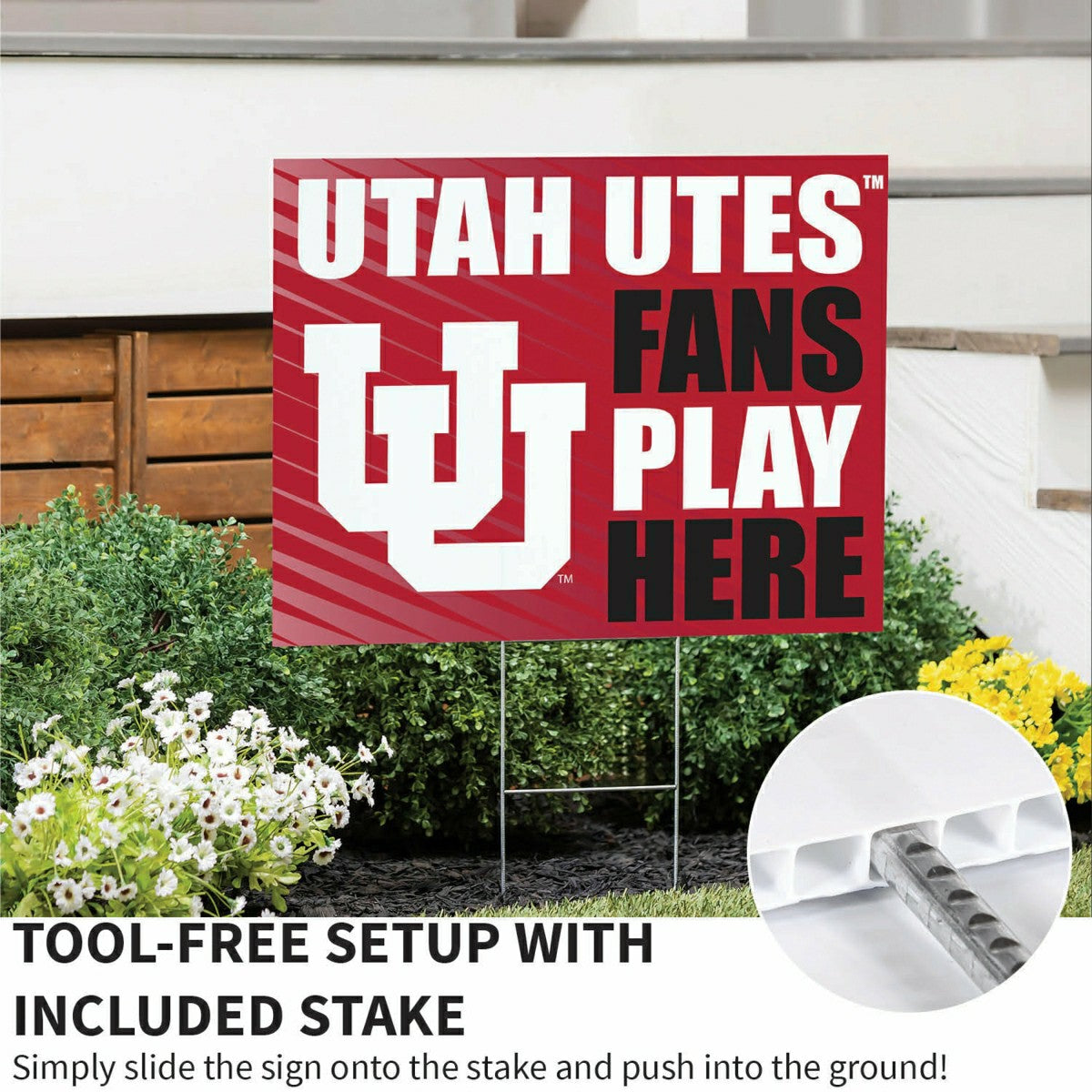 University of Utah Coroplast Yard Sign "Fans Play Here", Collegiate, Home