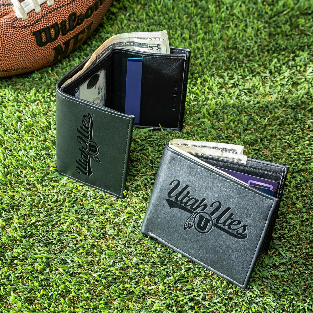 University of Utah, Bi-Fold and Tri-Fold Wallet Gift Set, Black, Collegiate, Home