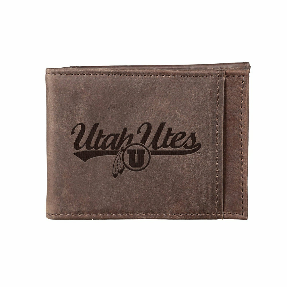 Front Pocket Wallet w/ RFID Blocking, University of Utah, Brown, Collegiate, Home