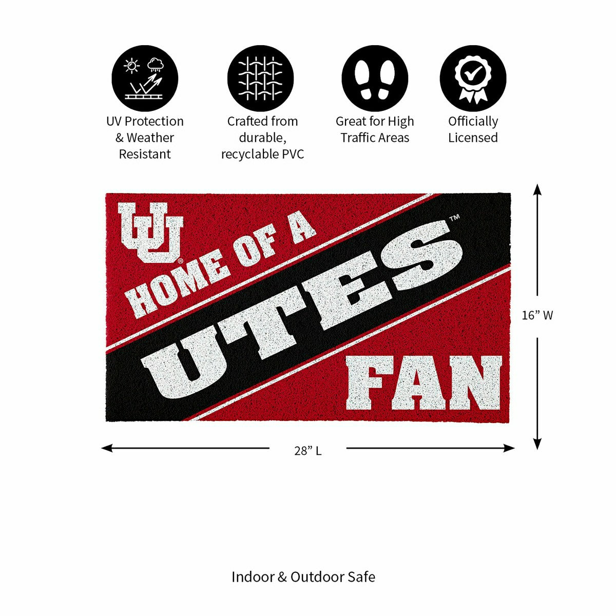 University of Utah, PVC Mat COLOR, Home of a Fan, Collegiate