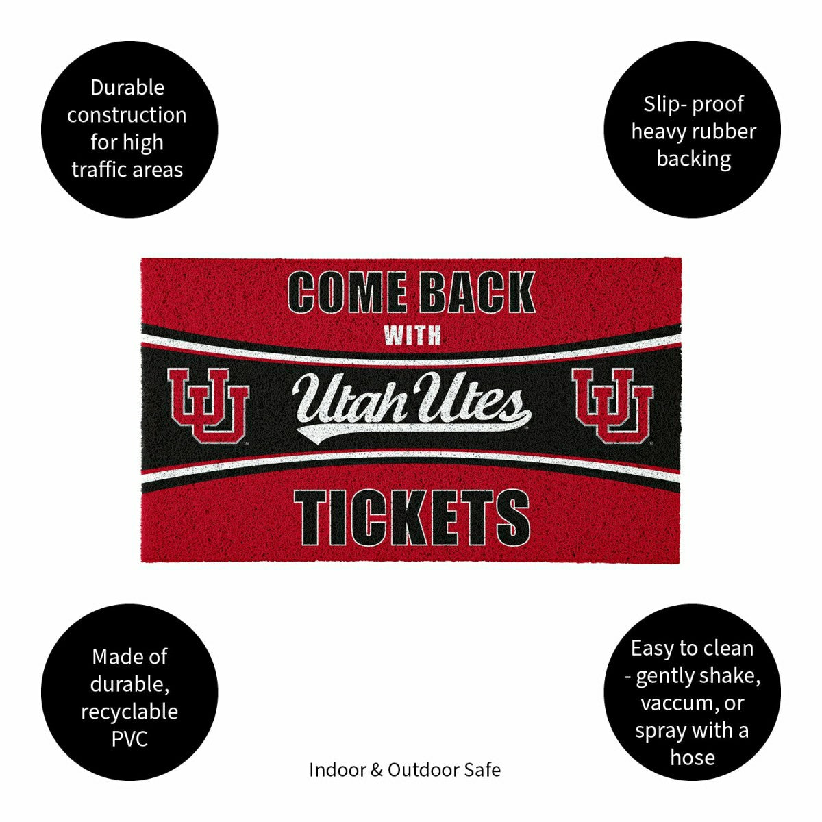 28" x 16" PVC Trapper Mat, Come Back with Tickets, University of Utah, Collegiate