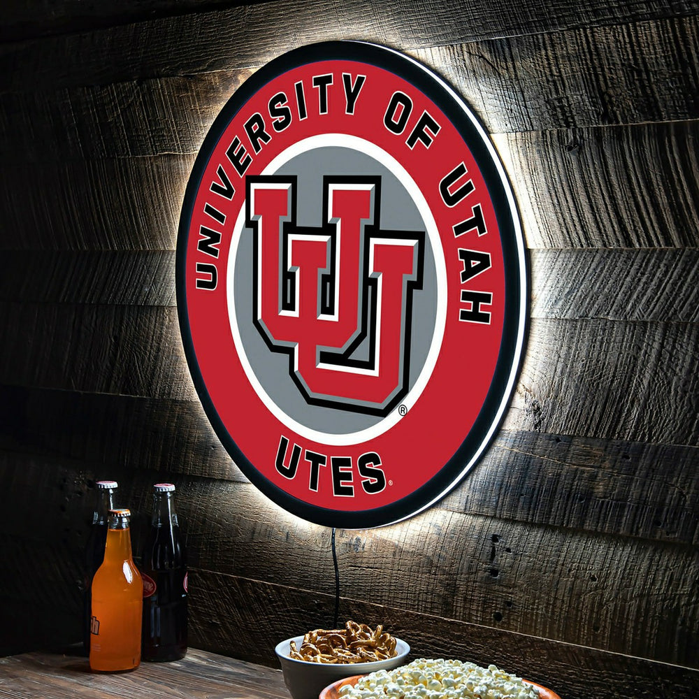 LED Wall Decor, Round, University of Utah, Collegiate, Home