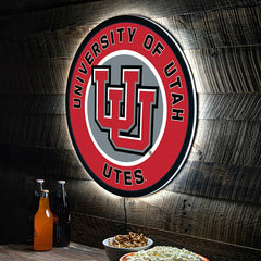 LED Wall Decor, Round, University of Utah, Collegiate, Home