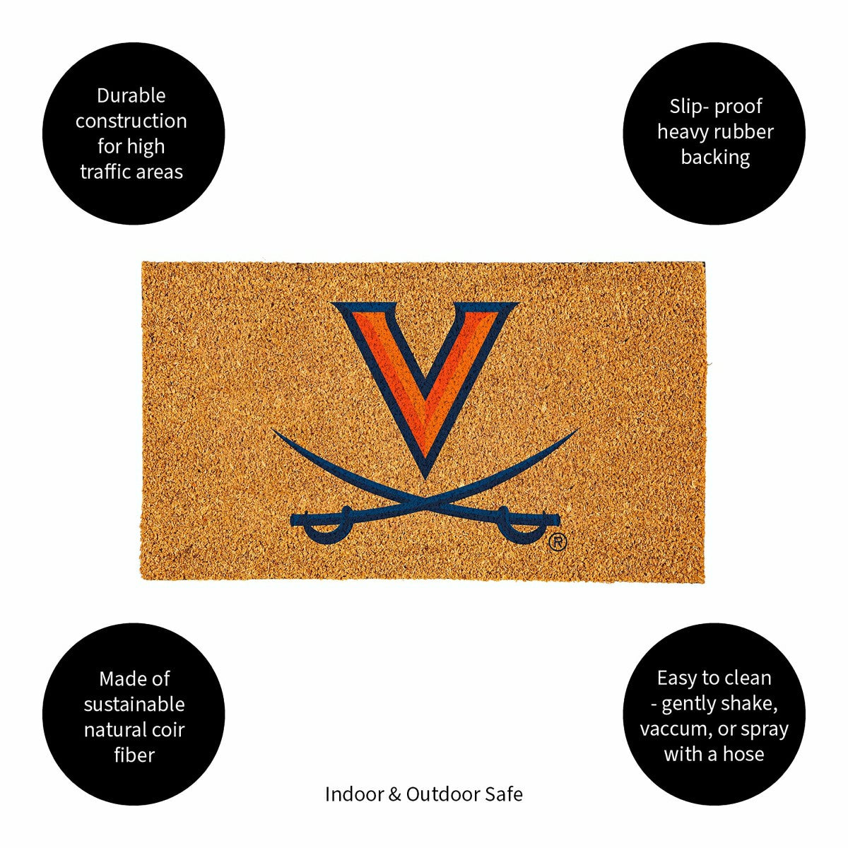 Coir Mat, 16"x28", University of Virginia, Collegiate