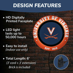 University of Virginia, Metal Lite, Round, Collegiate