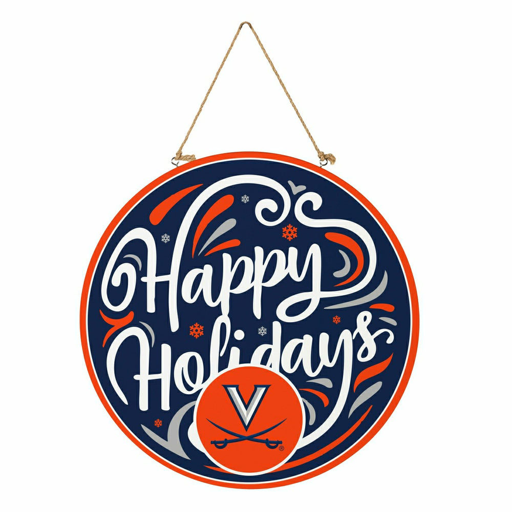 University of Virginia Holiday Round Door Décor with Hanging Rope, 18x, Collegiate, Home