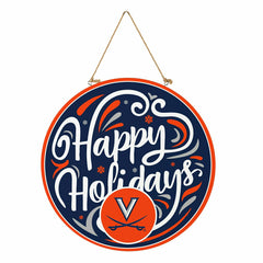 University of Virginia Holiday Round Door Décor with Hanging Rope, 18x, Collegiate, Home