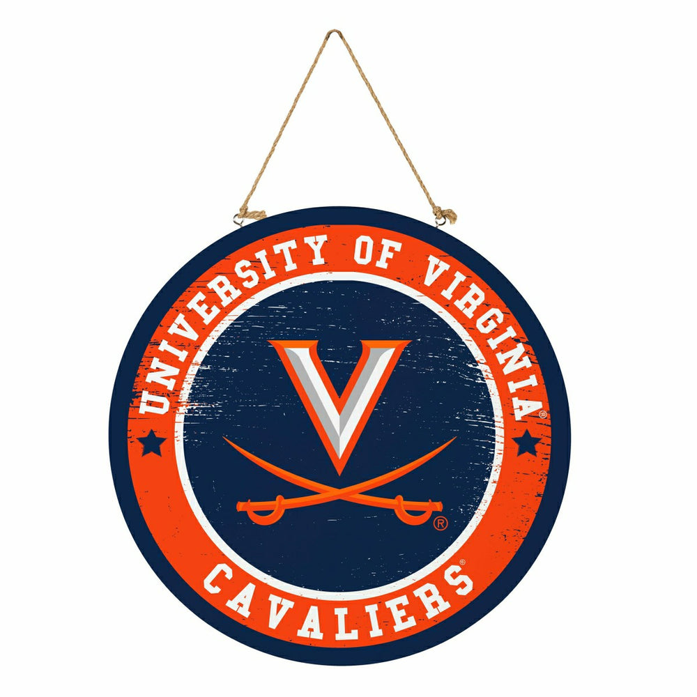 University of Virginia Round Door Décor with Hanging Rope, 18x18, Collegiate, Home