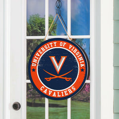 University of Virginia Round Door Décor with Hanging Rope, 18x18, Collegiate, Home
