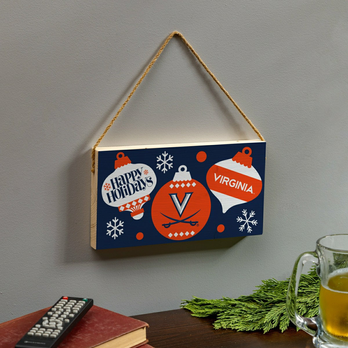 University of Virginia Holiday Wood Wall Sign, 6x11, Collegiate, Home