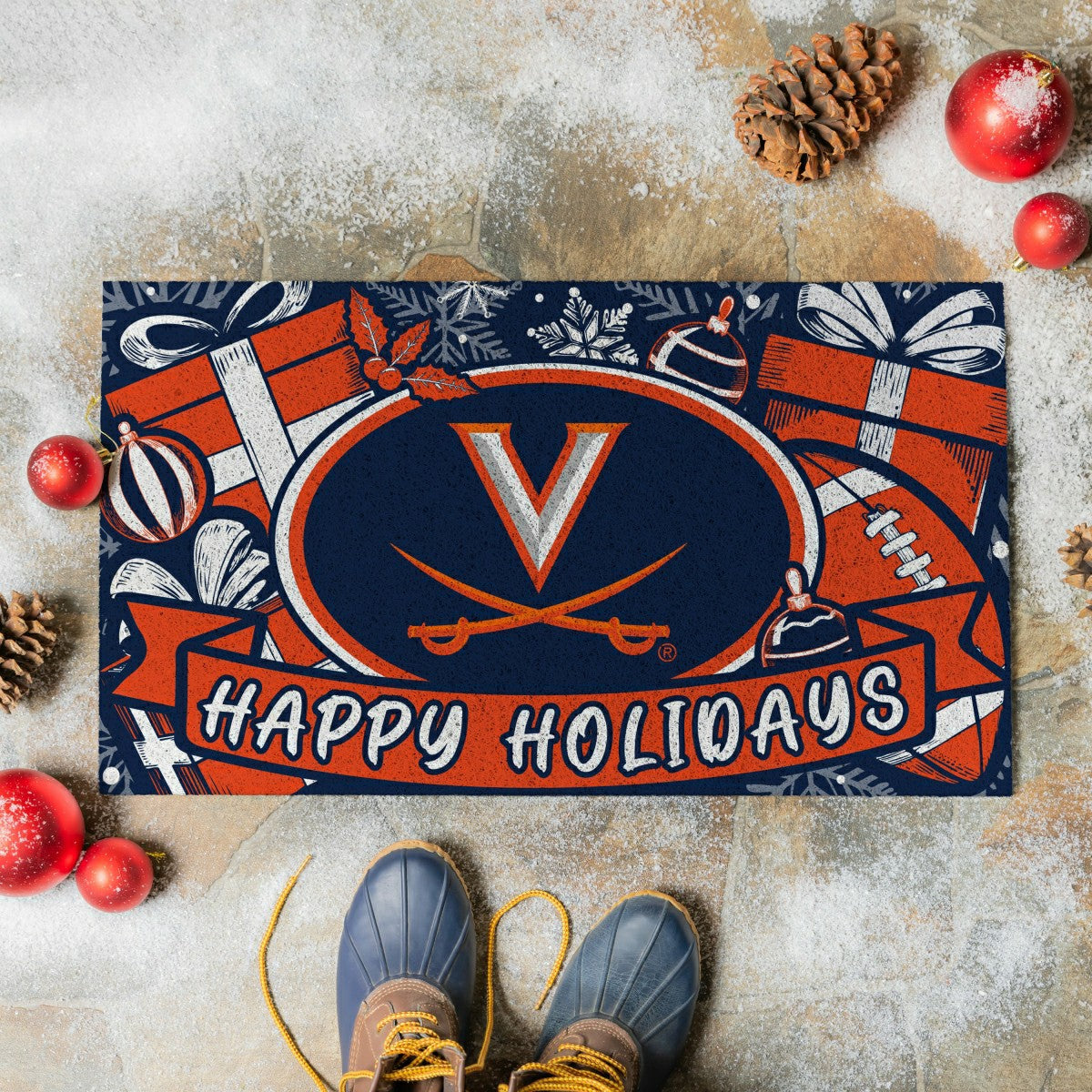University of Virginia Holiday PVC Mat, 28"x16", Collegiate