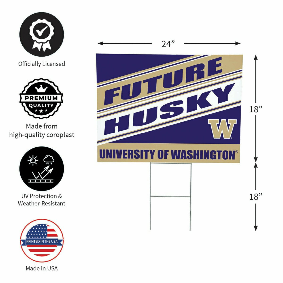 University of Washington Coroplast Yard Sign, Future Student, Collegiate, Home