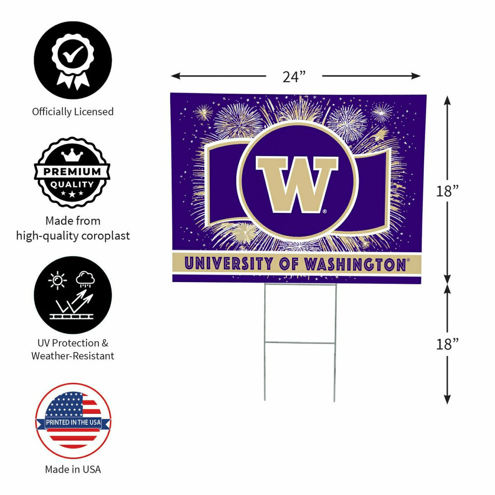 University of Washington Yard Sign, Patriotic, Collegiate, Home