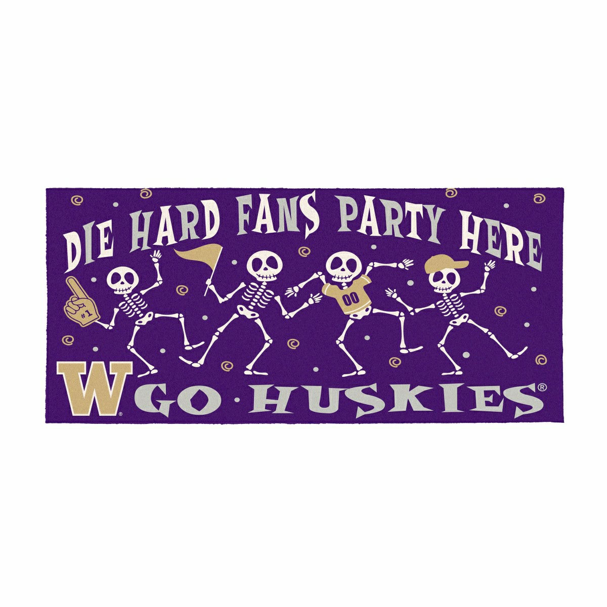 University of Washington Flocked Coir Halloween Sassafras Switch Mat, , Collegiate