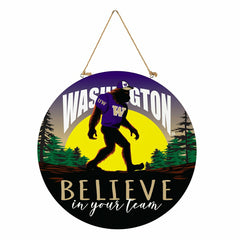 University of Washington Bigfoot Round Door Décor with Hanging Rope, 1, Collegiate, Home