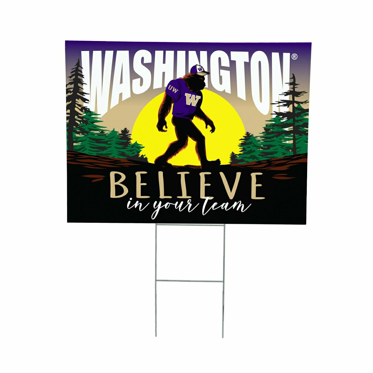 University of Washington Yard Sign, Bigfoot, Collegiate, Home