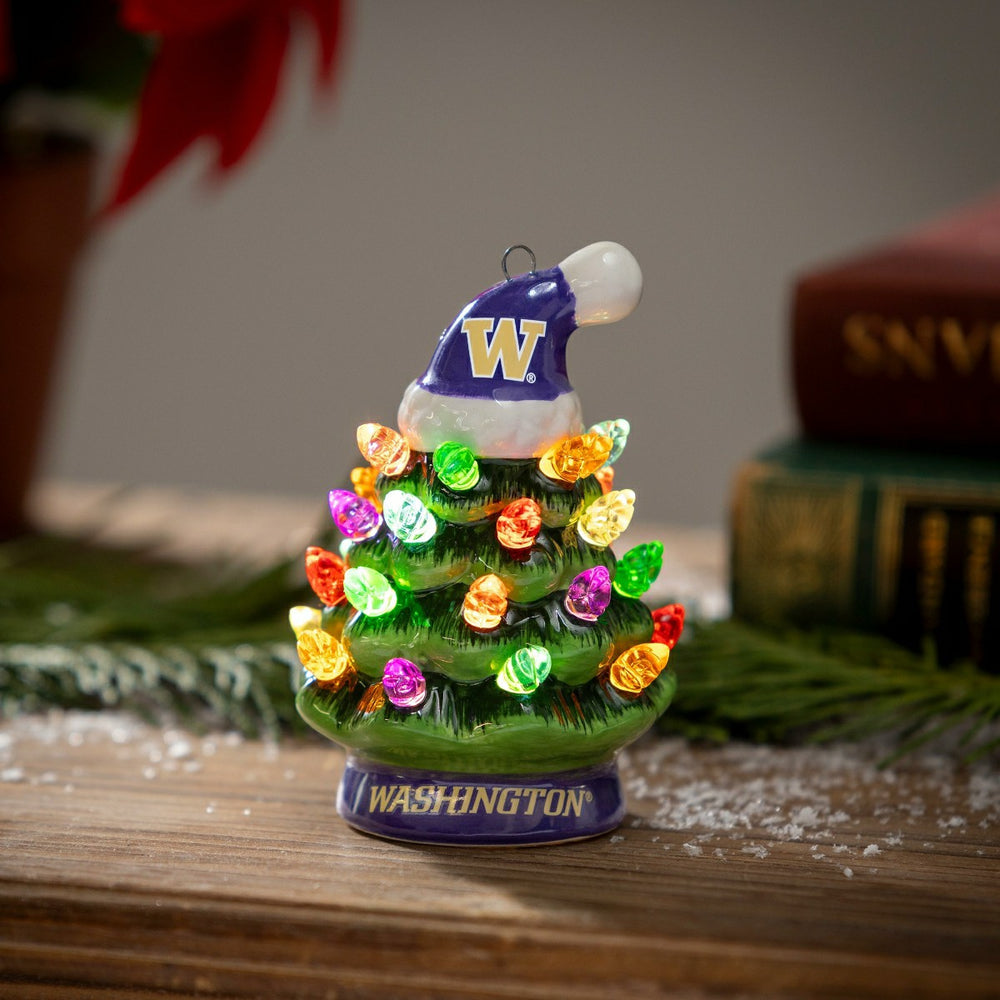 4" Mini LED Tabletop Christmas Tree, Set of 2, University of Washingto, Collegiate, Home