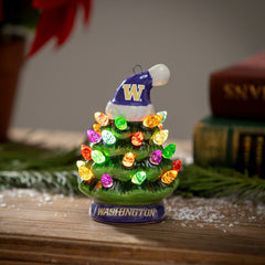 4" Mini LED Tabletop Christmas Tree, Set of 2, University of Washingto, Collegiate, Home