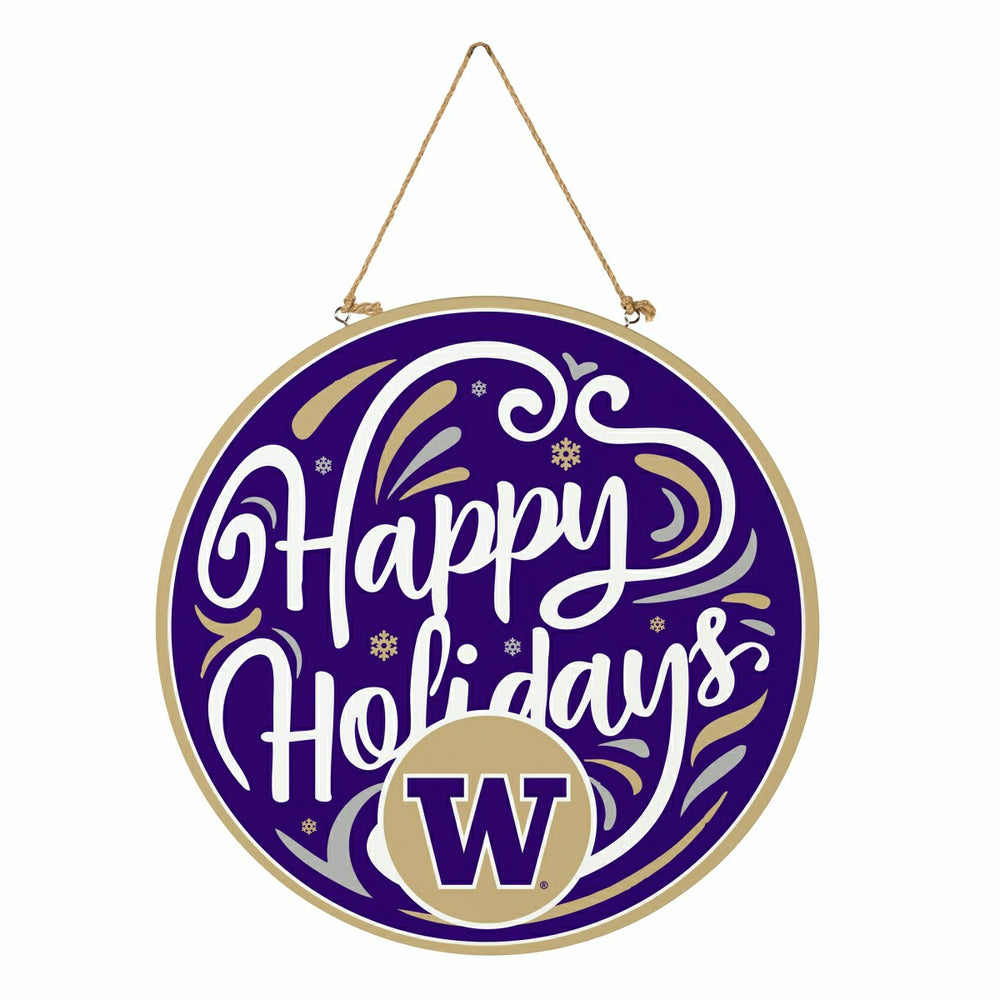 University of Washington Holiday Round Door Décor with Hanging Rope, 1, Collegiate, Home